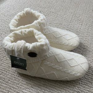 Irish Cable Knit Wool Slippers